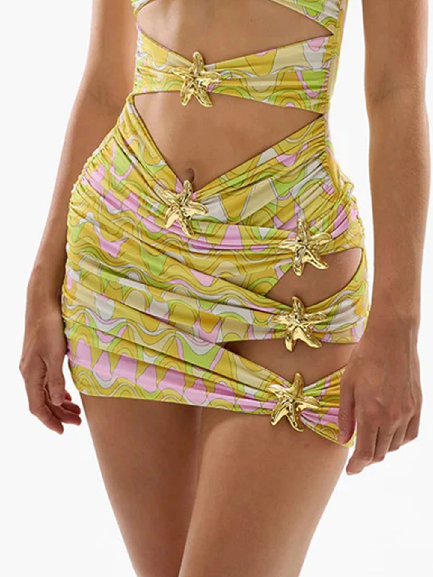 Sexy Starfish Bikini Set With Skirt Women Two-Pieces Swimsuit 2025 New High Fork Skirt Set Biquini Swimwear For Girl Clothing