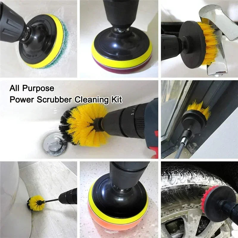 Electric Drill-Brush Head Kit Attachment Power Scrubber Brush For