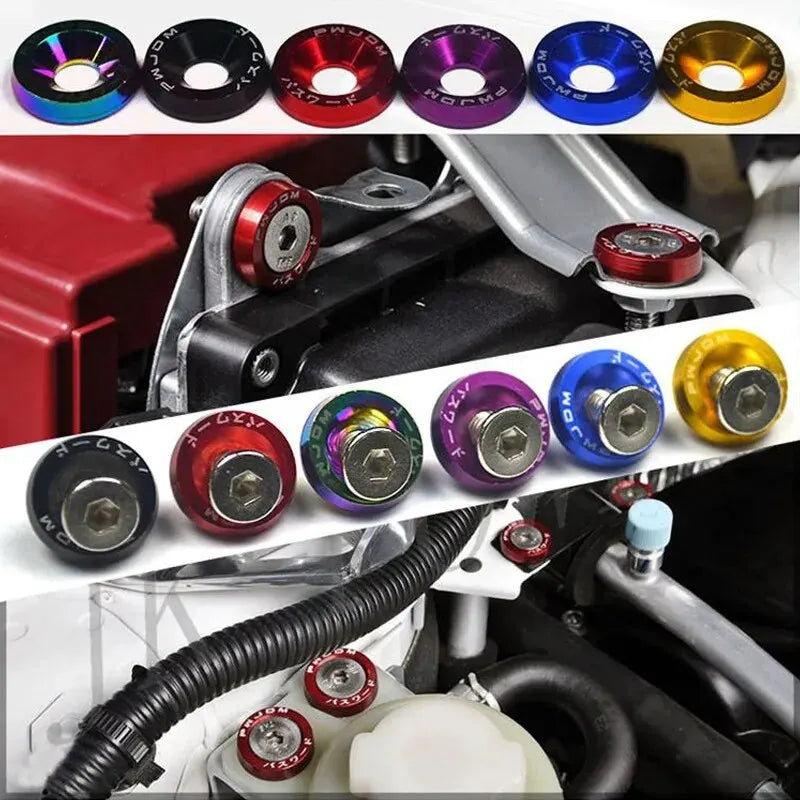 10 PCS M6 Car Modified Fasteners Fender Washer Bumper Engine Concave