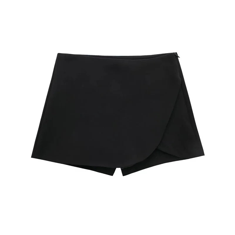 TRAF 2024 Asymmetric Skort For Women Pink Black Mini Skirt Shorts