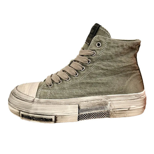 New Vintage Canvas Shoes Man High Top Platform Skateboard Shoes Men