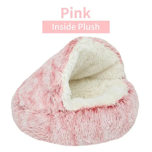 Soft Plush Pet Bed with Cover Round Cat Bed Pet Mattress Warm Cat Dog