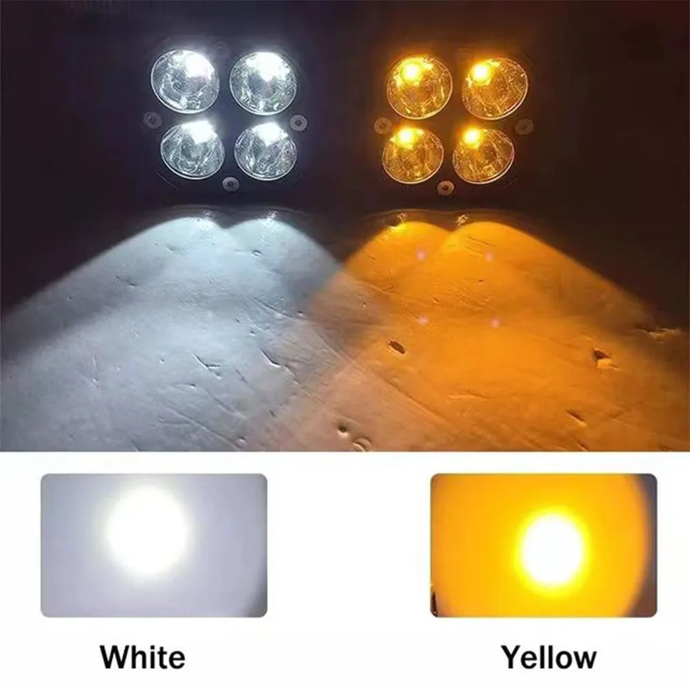 3 inch Mini LED Work Light Square Car Yellow White Motorcycle