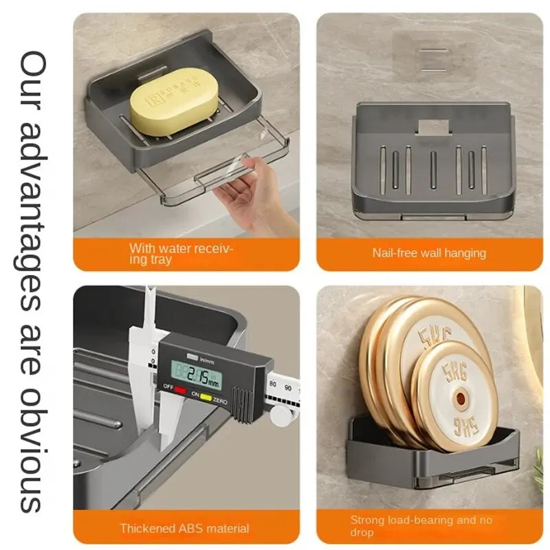 Wall-mounted Drain Soap Box Soap Holder Bathroom Wall Hanging Soap Box