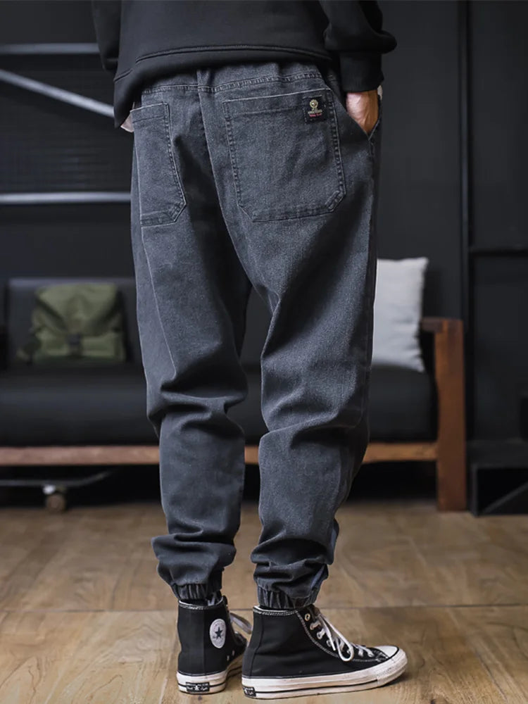 Plus Size Jeans Men Loose Joggers Streetwear Harem Jeans Cargo Pants