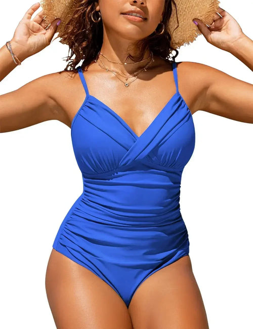 S - XXL Sexy Wrinkled One Piece Swimsuit Women Swimwear Female