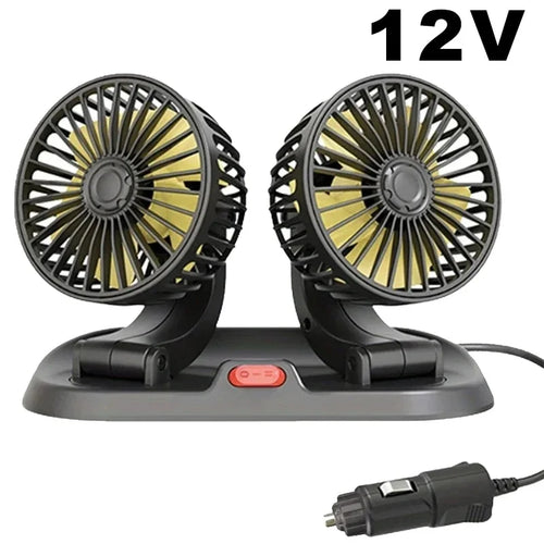 Car Fan 360° Adjustable 3 Head Air Fan Automotive Electric Fan