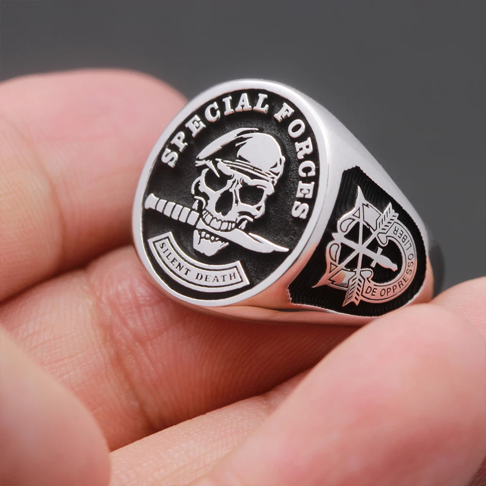 Mens Jewellery U.S Army Special Forces Green Beret Skull Rings for Men
