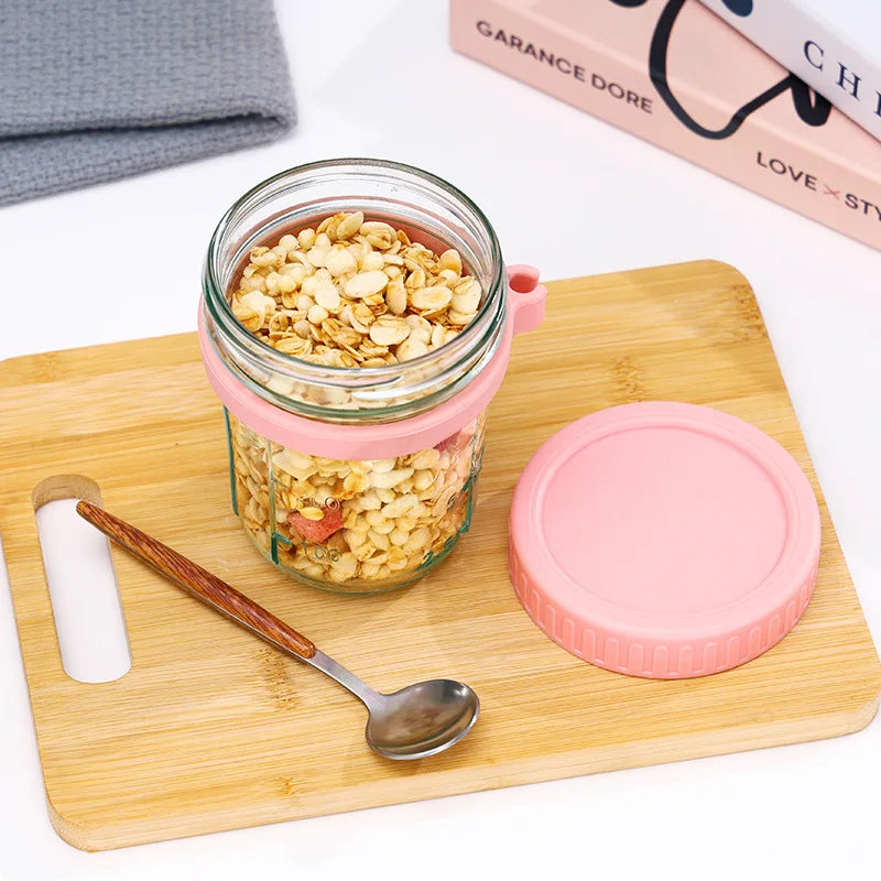 1pcs Overnight Oats Container Milk Fruit Salad Food Storage Glass Jars