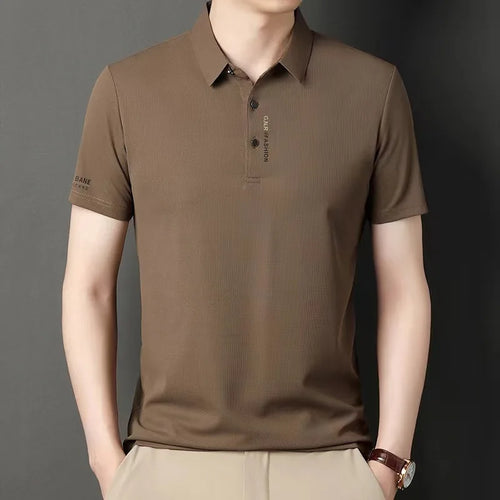 2025 Men's Short Sleeve Solid Color Polo Shirt Breathable Comfortable