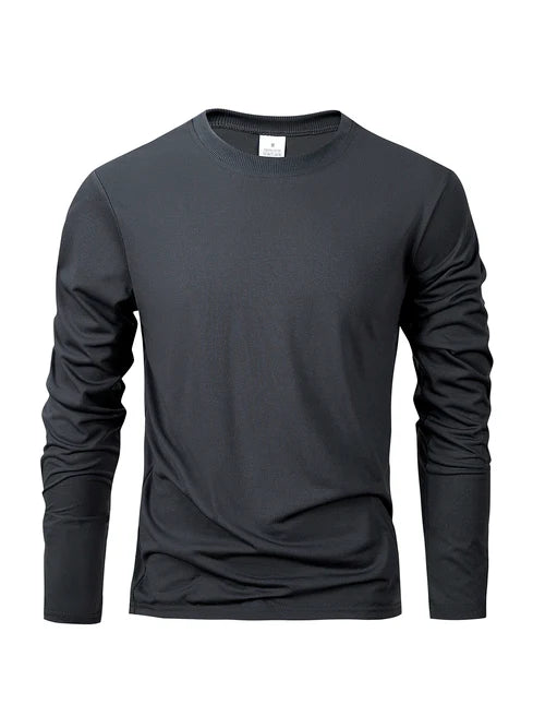 Spring Autumn Men‘s T-shirts Long Sleeve Casual Tops Solid Color High
