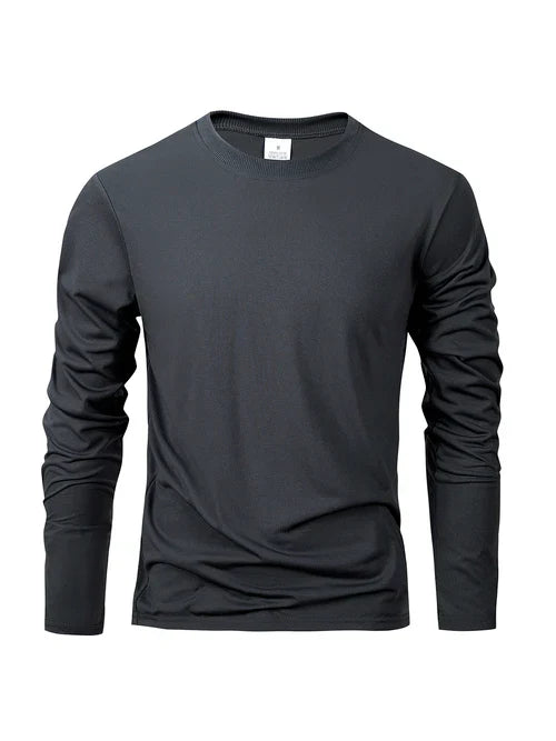 Spring Autumn Men‘s T-shirts Long Sleeve Casual Tops Solid Color High