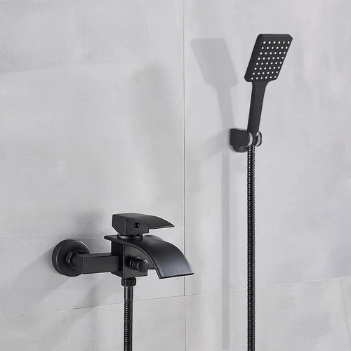 Black Bathroom Tub Faucet Single Handle Waterfall Spout Mixer Tap with