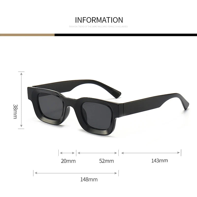 Small Sunglasses Rectangle Thick Frame Square Sun Glasses Men's Black