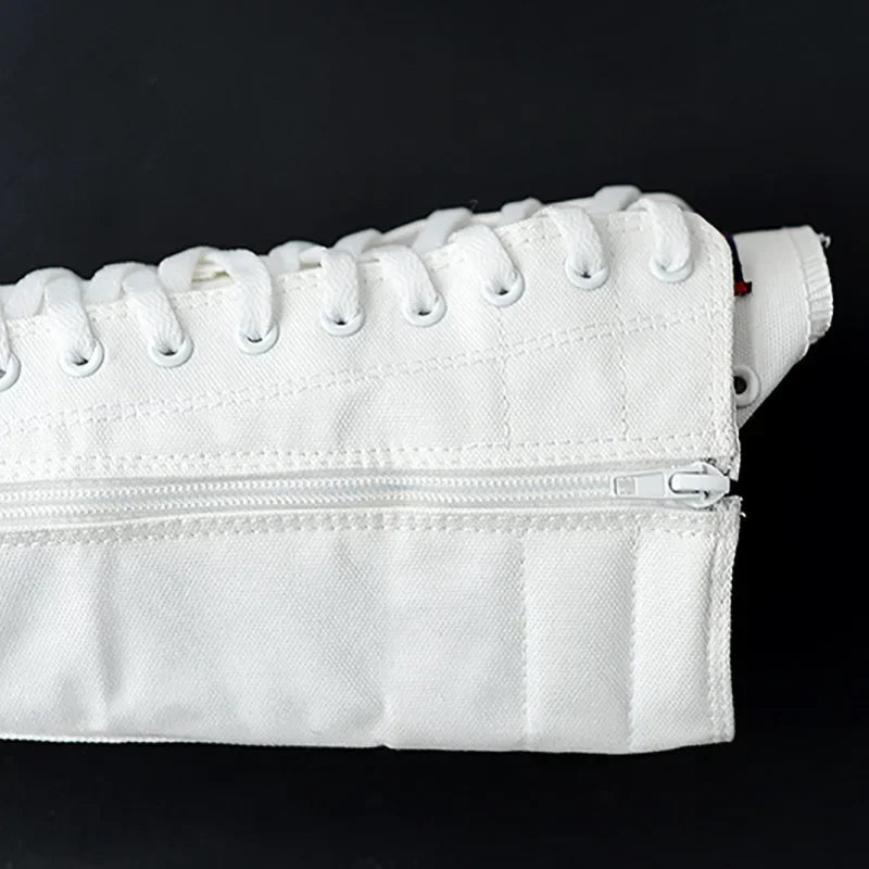 Canvas Long Boots for Women High Top Women Canvas Shoes Lace Up Knee