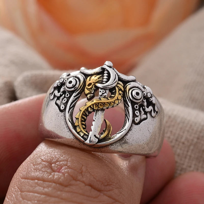 Vintage LOL Bill Givott Game Design Thai Silver Men`s Ring Hand