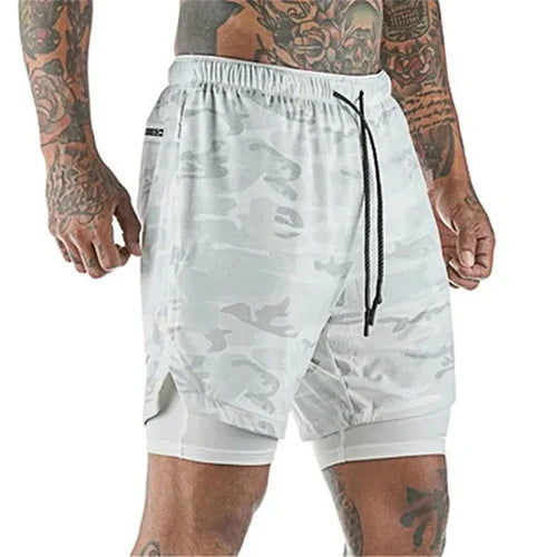 2022 Sport Shorts Men Sportswear Double-deck Running Shorts 2 In 1
