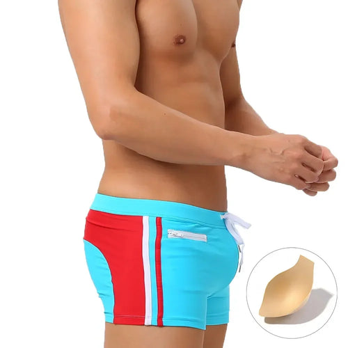 Sexy Swimsuit Beach Quick Drying Trunks Men Swimwear with Zipper