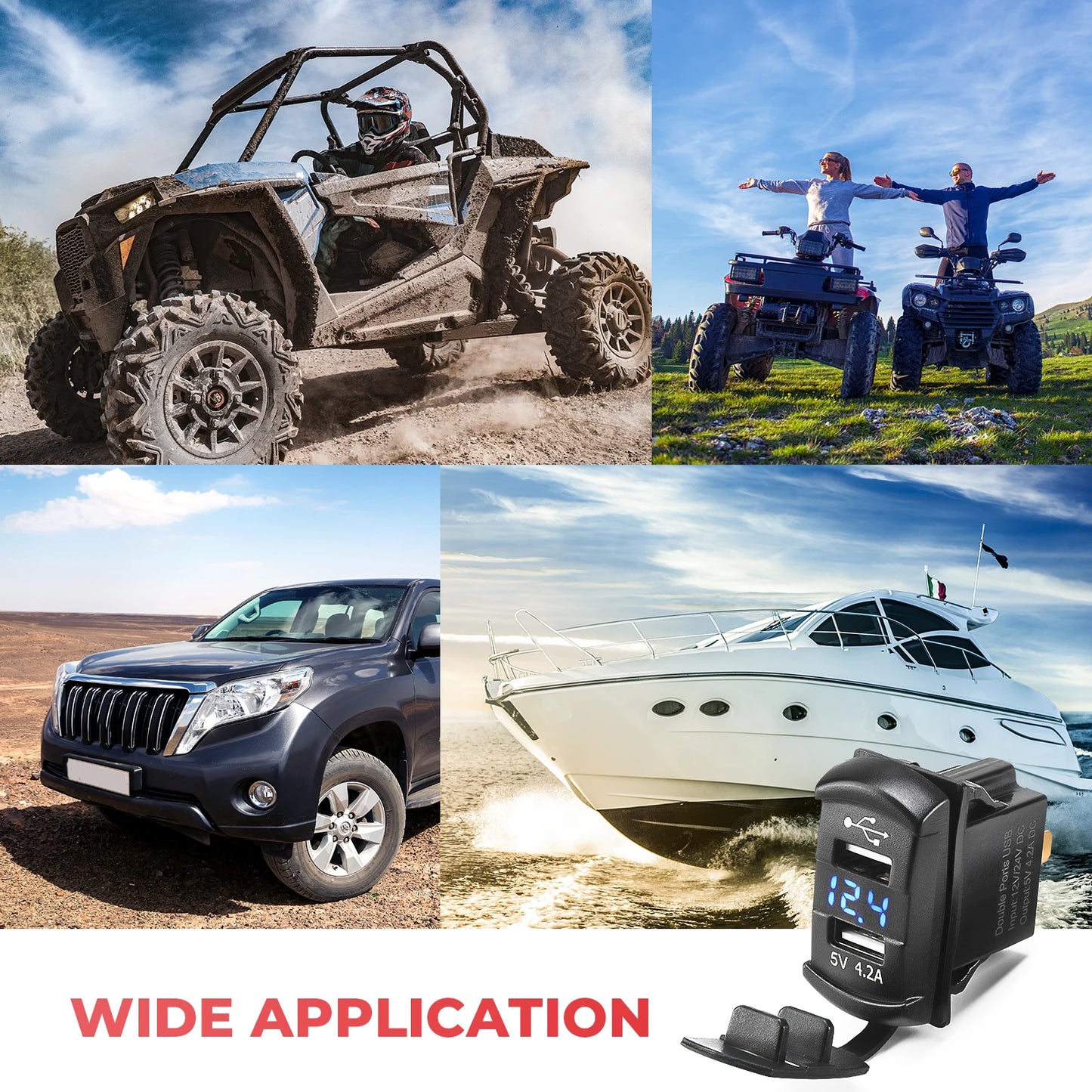 UTV ATV LED Digital Dual USB Car Charger For Can-AM Maverick X3