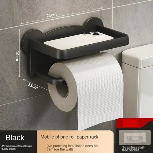 Punch Free Wall Mounted Tissue Storage Rack Paper Roll Shelf Holder