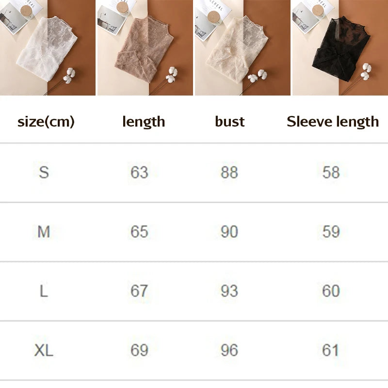 Sexy Women Mesh T-Shirts Transparent Lace Blouse Long Sleeve See