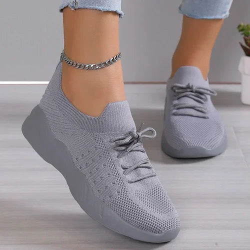 Women Mesh Breathable Casual Shoes Woman Lace-up Vulcanized Shoes