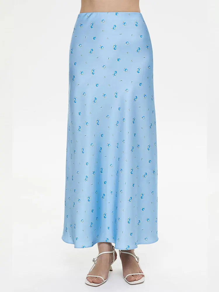 Tossy Summer Printed Fashion Long Skirt For Women High Waist Contrast