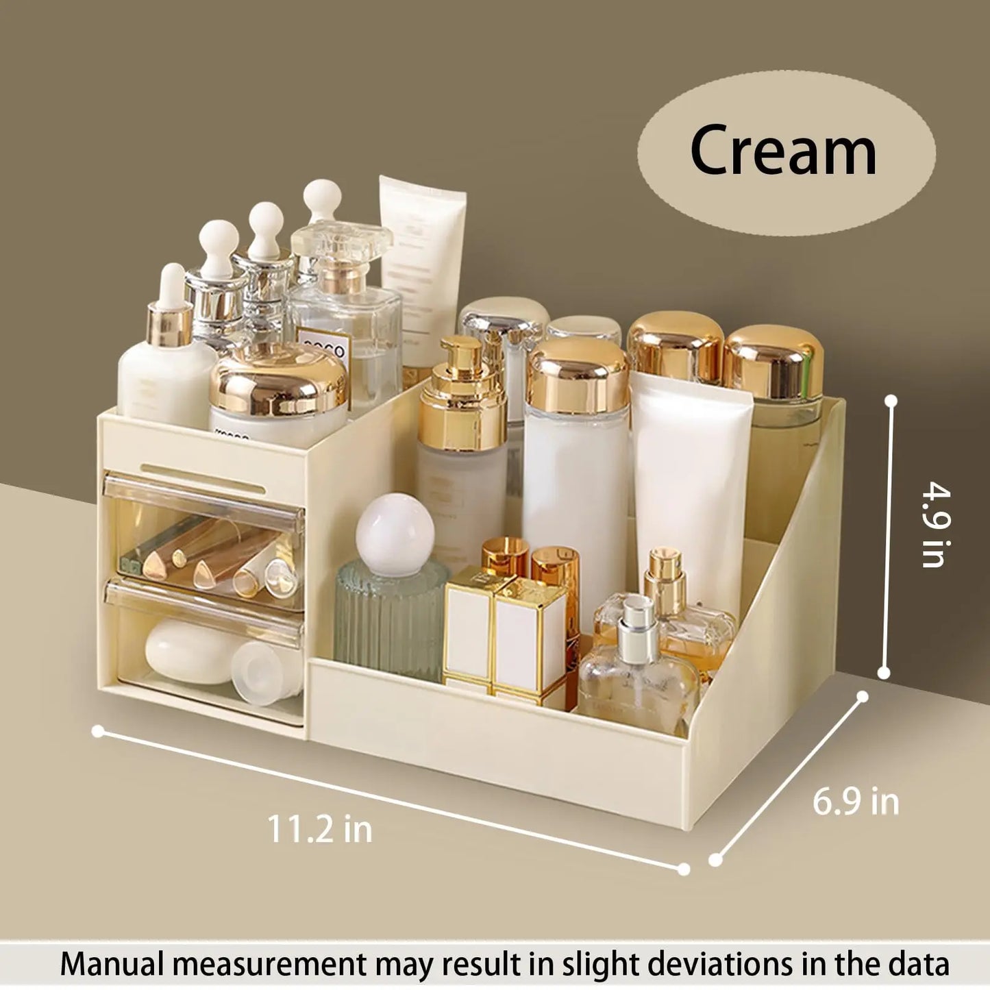 Cosmetic Display Case Desk Storage Box with Clear Drawers Large