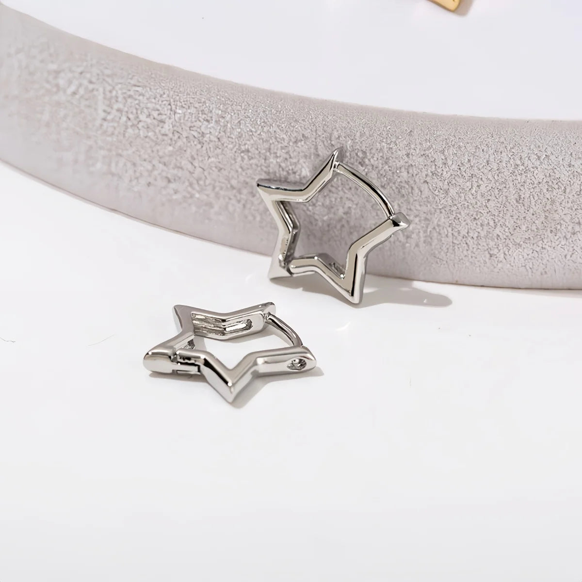 Geometric Star Earrings For Women Stainless Steel Star Hoop Earring