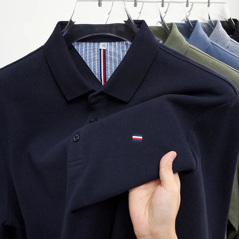 New Men's Casual and Fashionable Embroidered Long Sleeved Polo Shirt