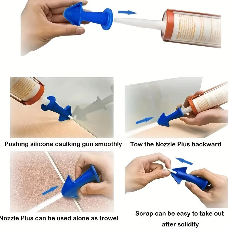 Blue Caulking Tool Set 3PCS Silicone Sealant Nozzle Applicators,