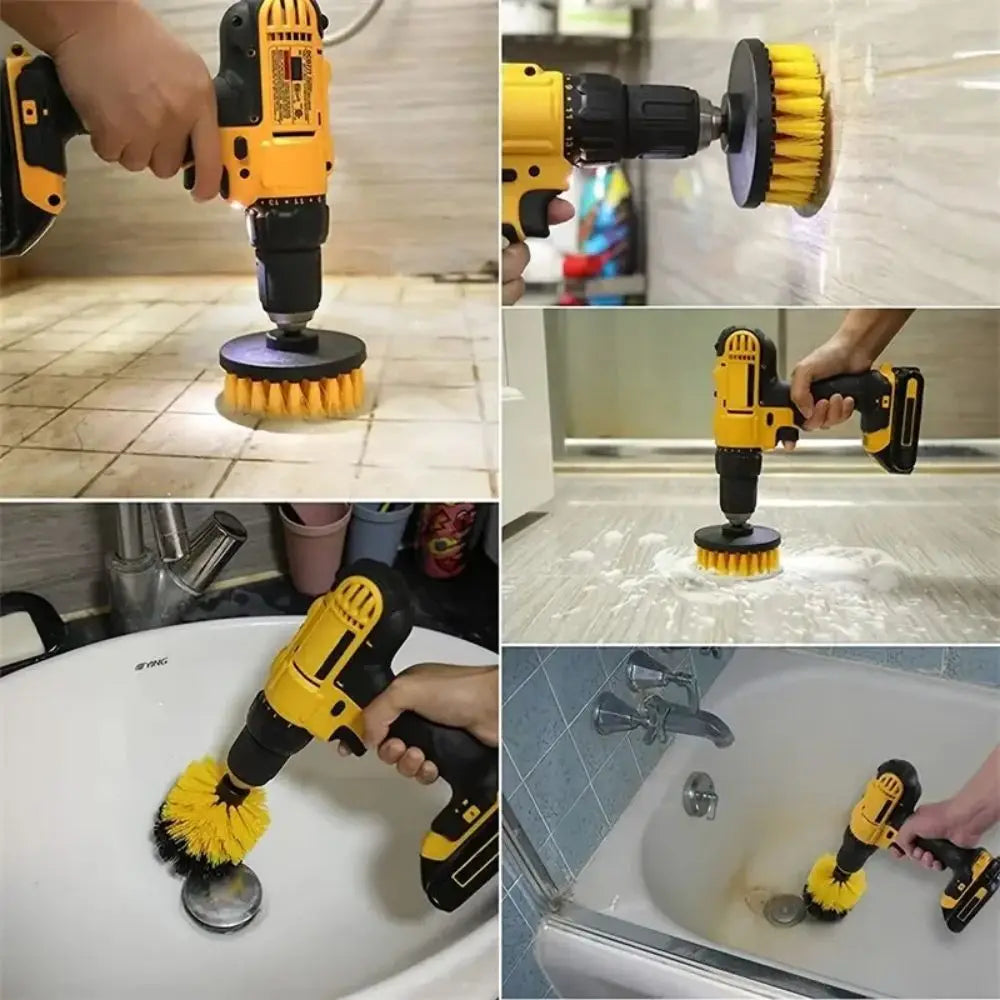 3pcs Drill Brush Attachment Set Power Scrubber Brush With Drill Scrub
