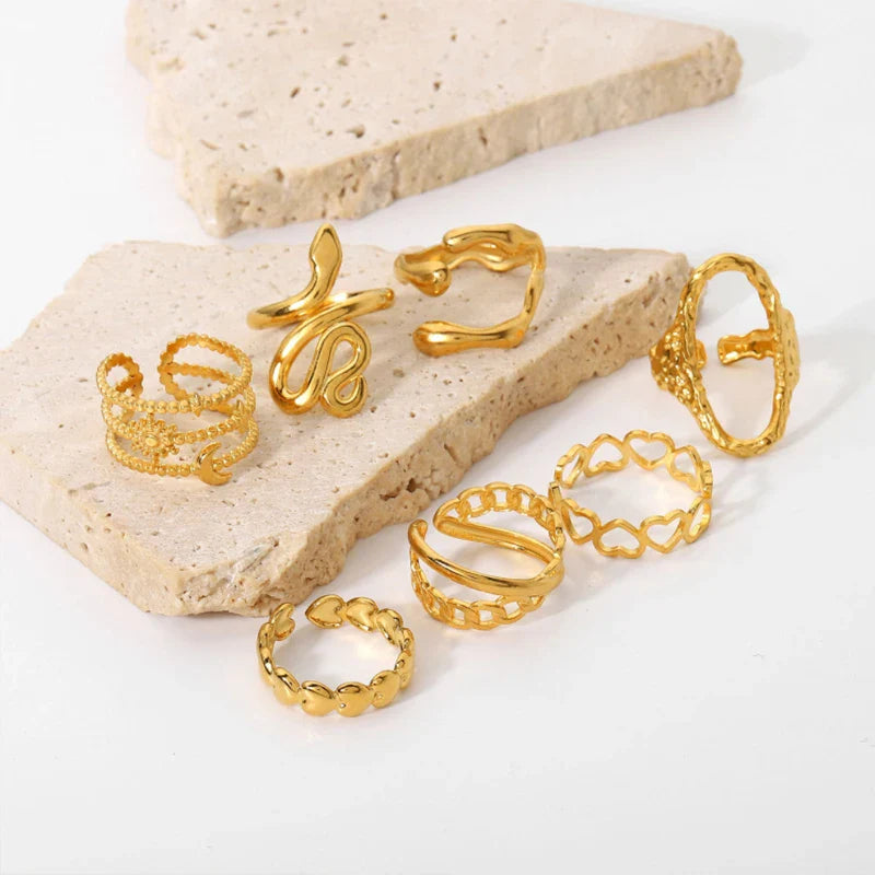Fashion Simple Stainless Steel Rings For Women Gold Color Smooth