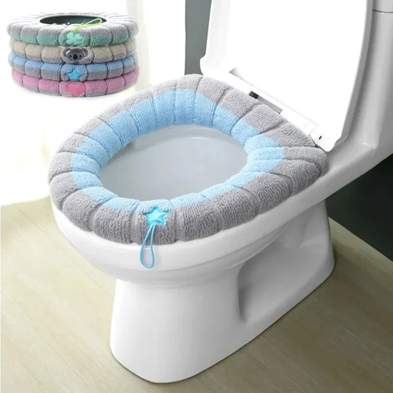 Knitted Warm Toilet Cover with Carry Handle Four Seasons Thickened