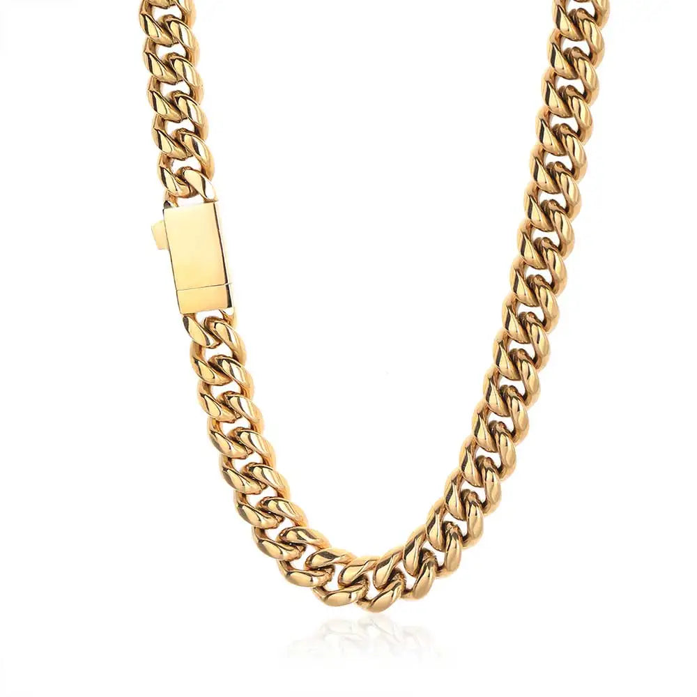 NUOYA Custom Logo Stainless Steel Cuban Link Necklace Hip Hop Jewelry Miami Cuban Link Chain for Men 