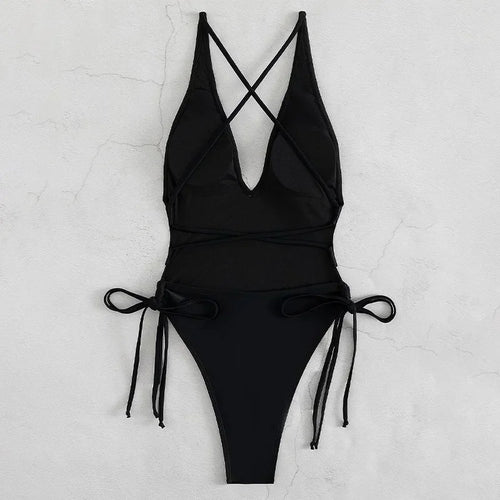 Solid Lace Up Swimsuit Woman Sexy Swimsuit Swimwear For Women Push Up