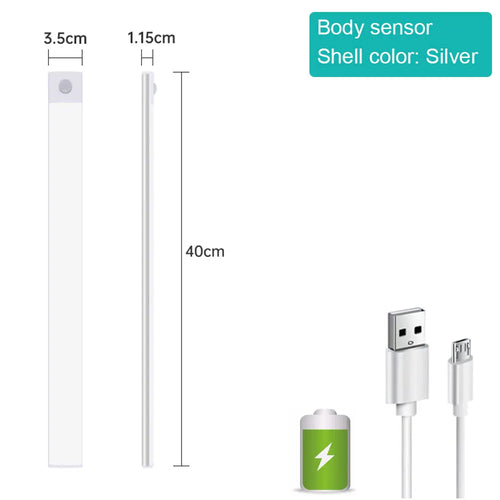 Bedroom Night Light Motion Sensor Lights Wireless USB Under Cabinet