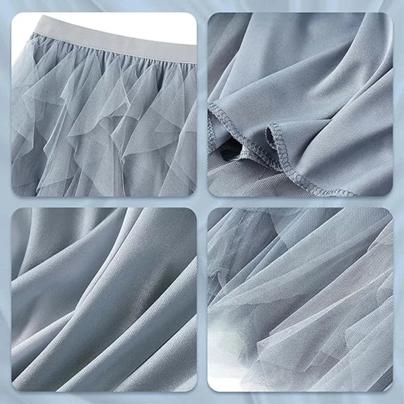 Tulle Skirts for Women Long Length Tutu Fairy Tiered Skirt A Line Mesh