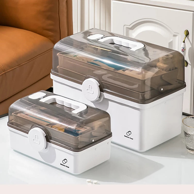 3 Layers Large Capacity Family Medicine Organizer Storage Box Portable