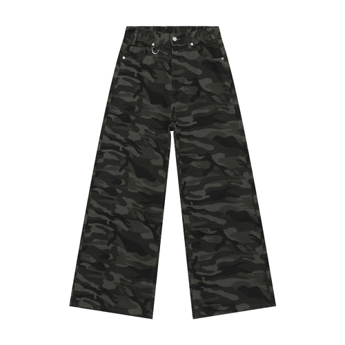 Retro Men's Denim Pants Y2K High Street Wide Leg Loose Denim Pants