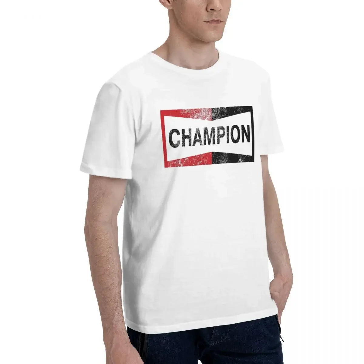 Champion Vintage Logo 100% Cotton T-shirt Men's Oversized T Shirts Men