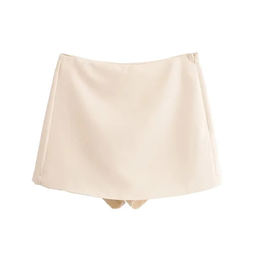 TFMLN New Spring Women Solid Skort Fashion Causal Side Zipper Mini