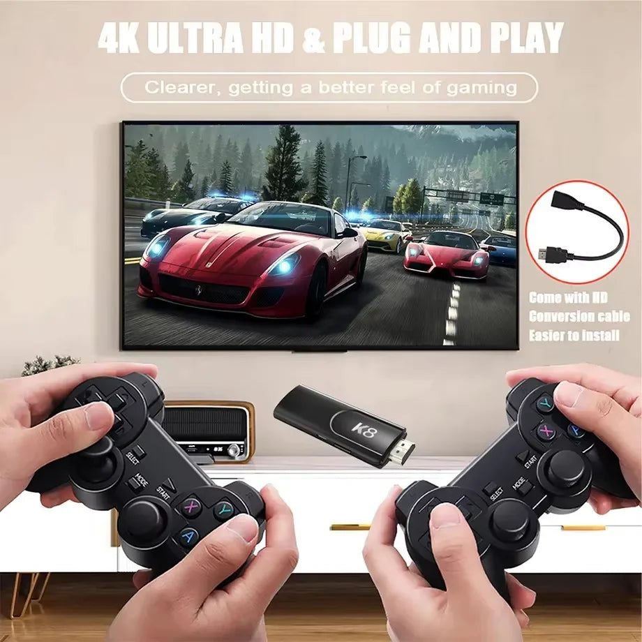 K8 Game Stick with Dual 2.4G Wireless Gamepad Support 4K HD Output