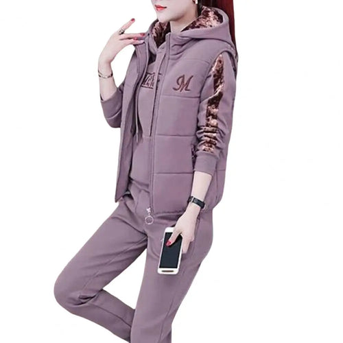 Fashion Warm Three Piece Set Women Outfit 2022 Fall Winter Thicken