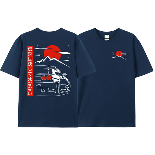 Japanese Style Car JDM Culture GTR Racing T Shirts Male Back Print