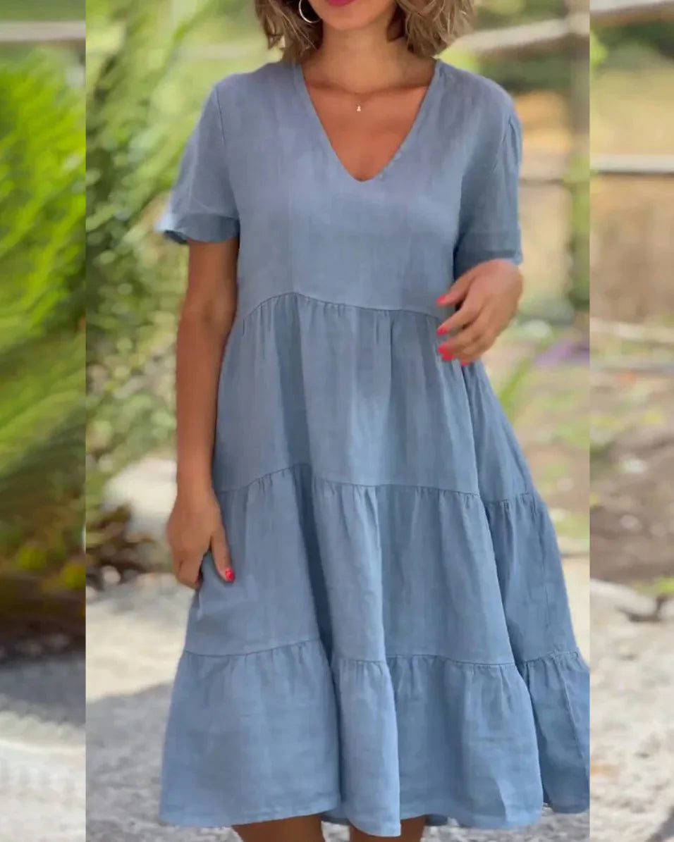 Cotton And Linen Casual Women's Dresses 2023 Spring/Summer Sweet