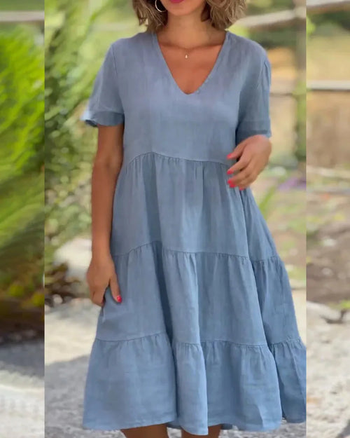 Cotton And Linen Casual Women's Dresses 2023 Spring/Summer Sweet