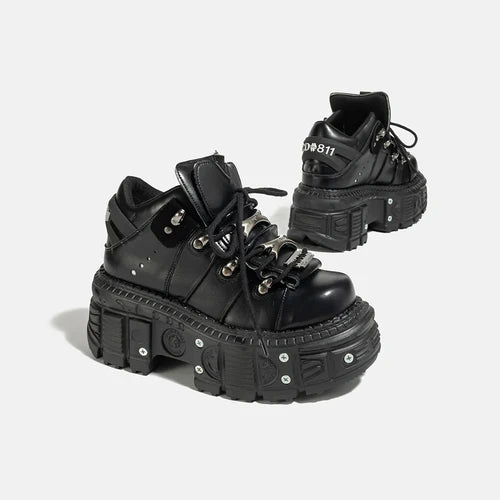New Punk Style Women Shoes Lace-up Heel Height 6CM Platform Shoes