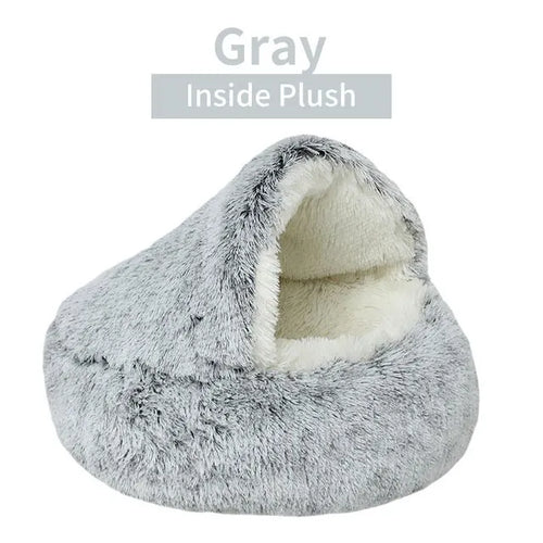 Soft Plush Pet Bed with Cover Round Cat Bed Pet Mattress Warm Cat Dog