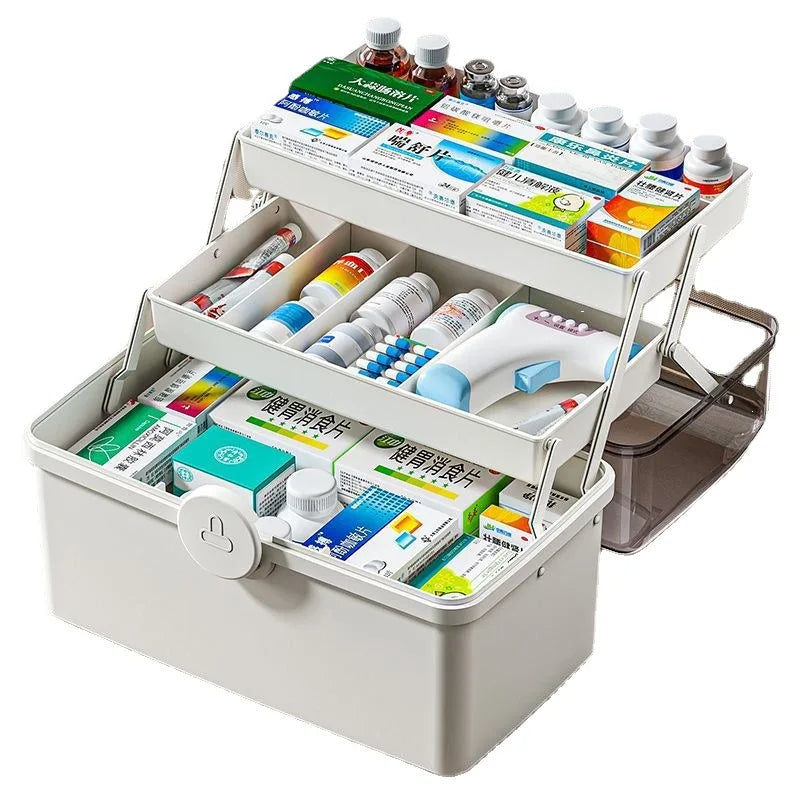 3 Layers Large Capacity Family Medicine Organizer Storage Box Portable